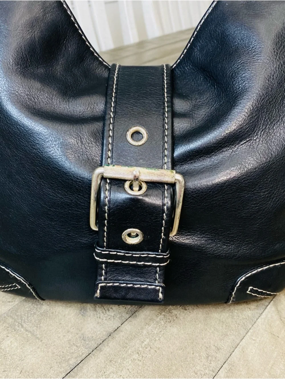 Michael Kors Black Leather  Hobo Shoulder Handbag Good Silver Hardware - Picture 3 of 12